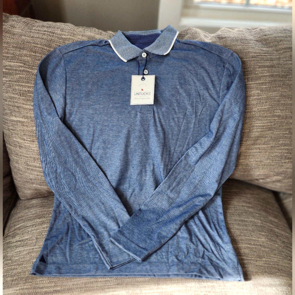 Untuckit S LS polo Chambray Blue